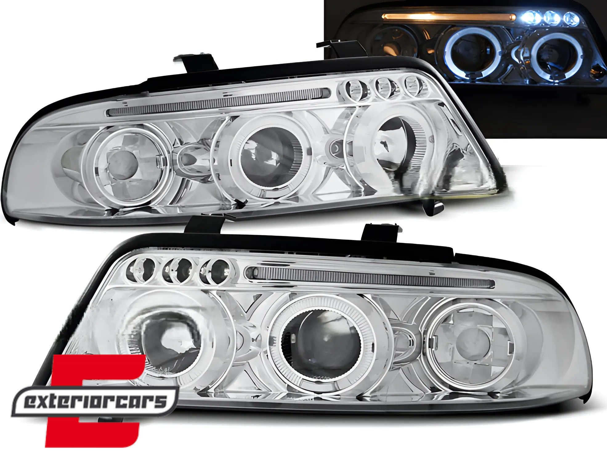 Prednja svjetla Angel Eyes (chrome) / Audi A4 B5 Facelift (1999-2000)