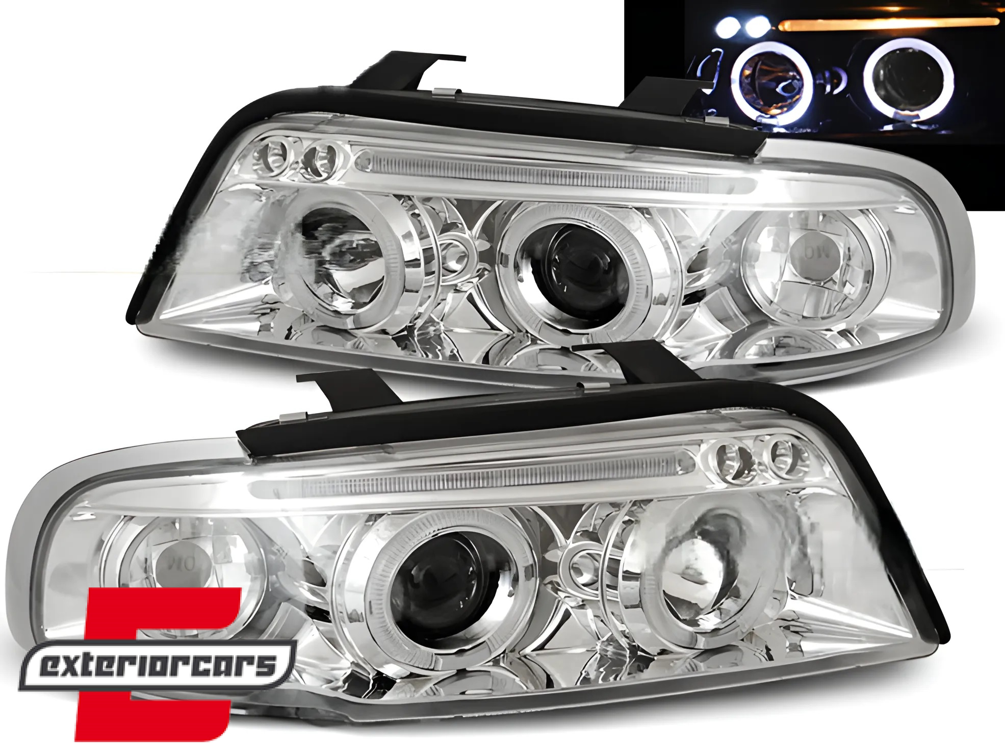 Prednja svjetla Angel Eyes (chrome) / Audi A4 B5 (1994-12.1998)