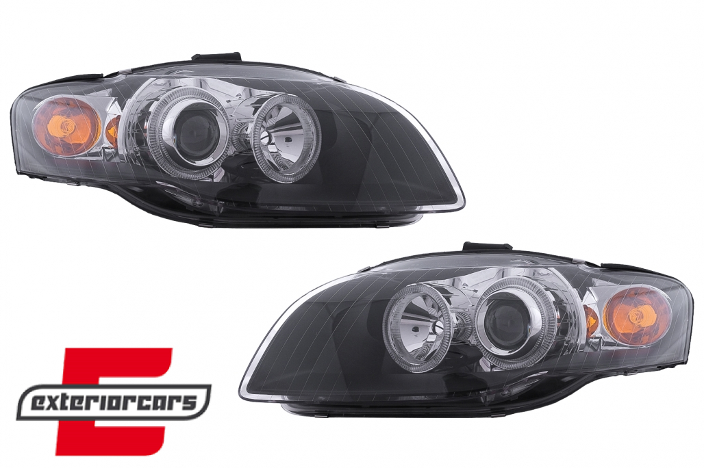 Prednja svjetla Angel Eyes (crna) / Audi A4 B7 (2004-2008) - Slika 3
