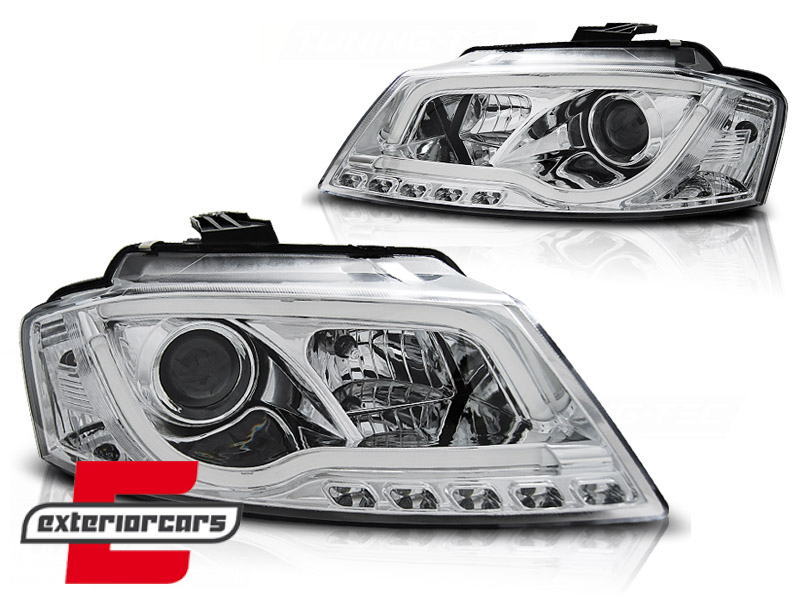 Prednja svjetla LED TubeLight DRL (chrome) / Audi A3 8P Facelift Hatchback Sportback (2008-2012) - Slika 2