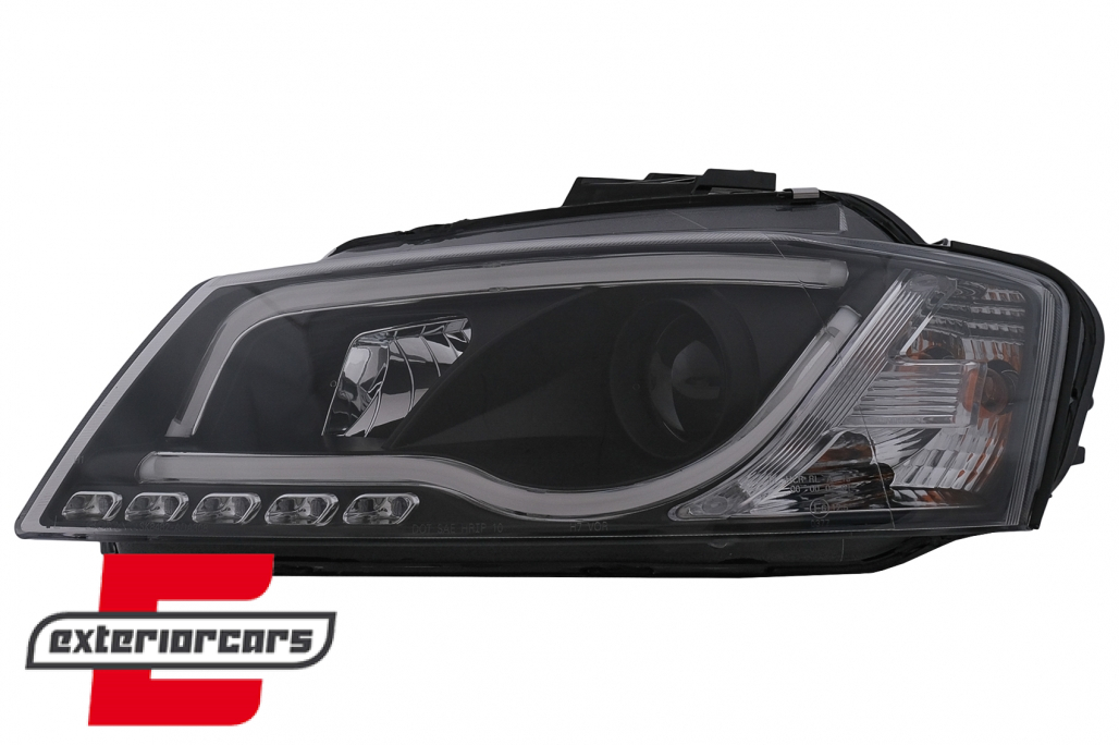 Prednja svjetla LED TubeLight DRL (crna) / Audi A3 8P Facelift Hatchback Sportback (2008-2012) - Slika 12