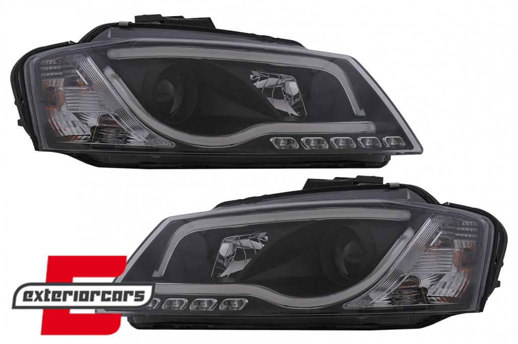 Prednja svjetla LED TubeLight DRL (crna) / Audi A3 8P Facelift Hatchback Sportback (2008-2012) - Slika 13