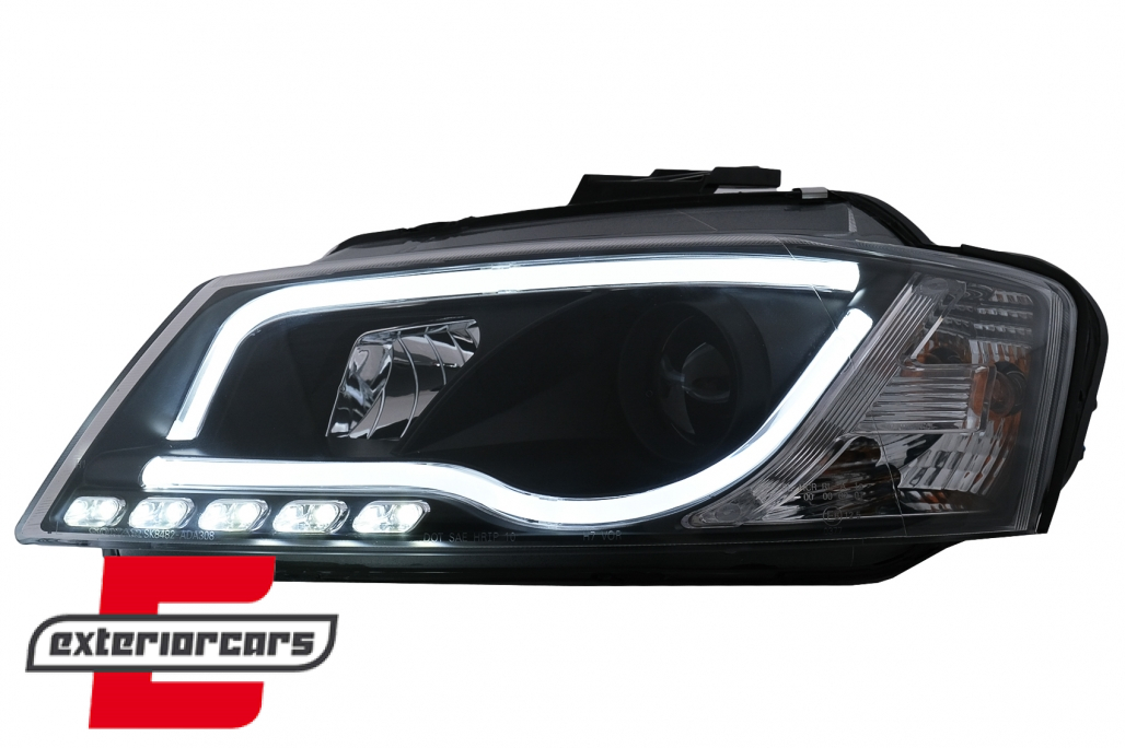 Prednja svjetla LED TubeLight DRL (crna) / Audi A3 8P Facelift Hatchback Sportback (2008-2012) - Slika 3