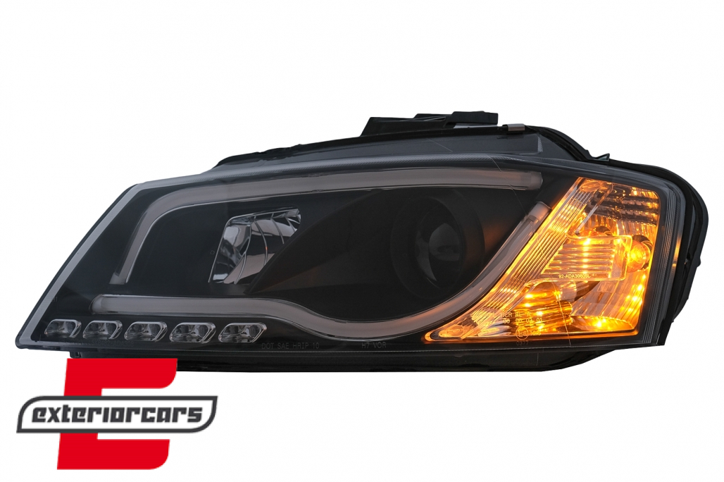 Prednja svjetla LED TubeLight DRL (crna) / Audi A3 8P Facelift Hatchback Sportback (2008-2012) - Slika 6