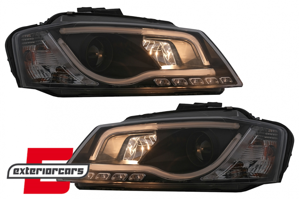 Prednja svjetla LED TubeLight DRL (crna) / Audi A3 8P Facelift Hatchback Sportback (2008-2012) - Slika 10