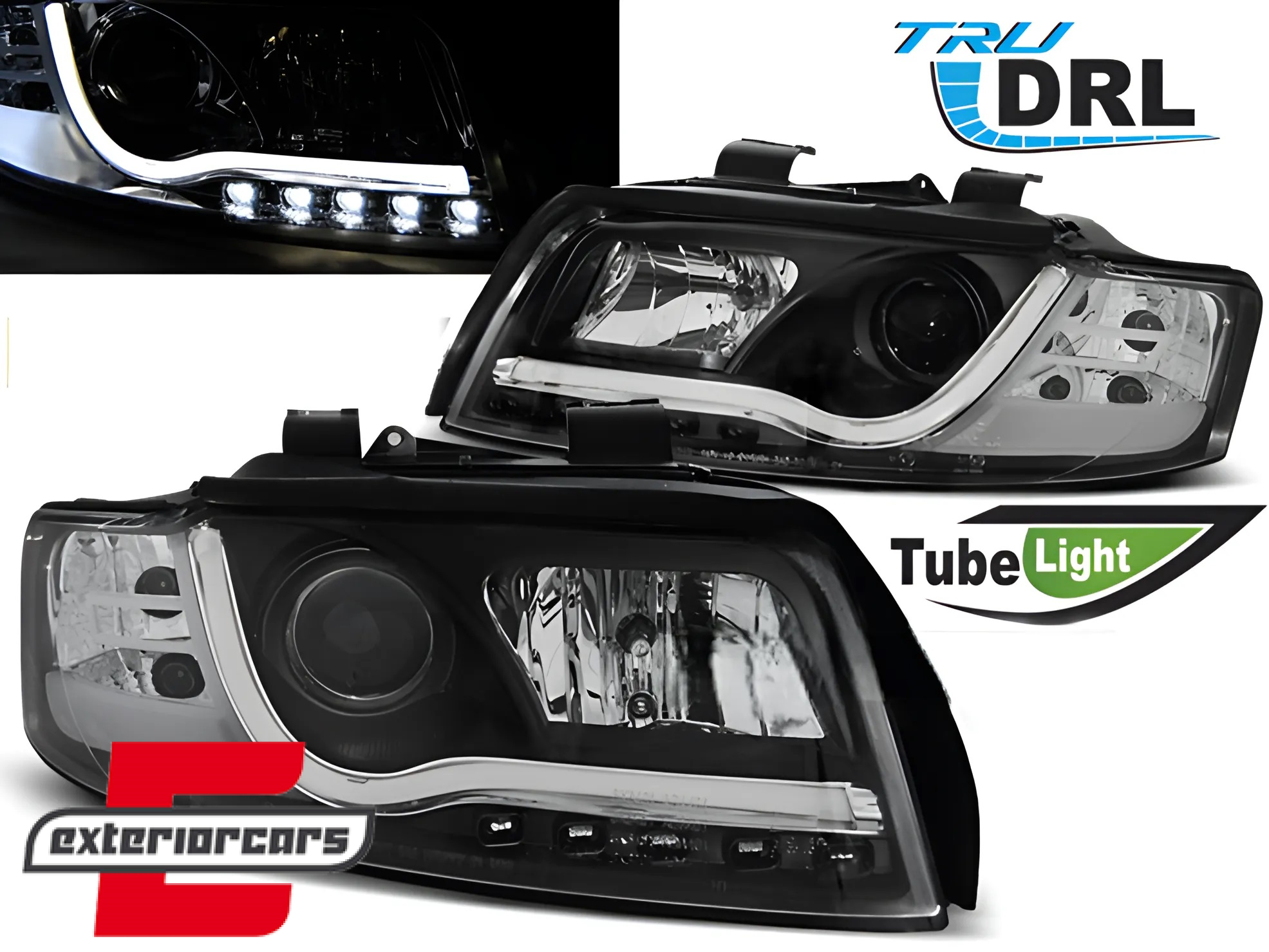 Prednja svjetla LED DRL TubeLights dizajn (crna) / Audi A4 B6 (2000-2004)
