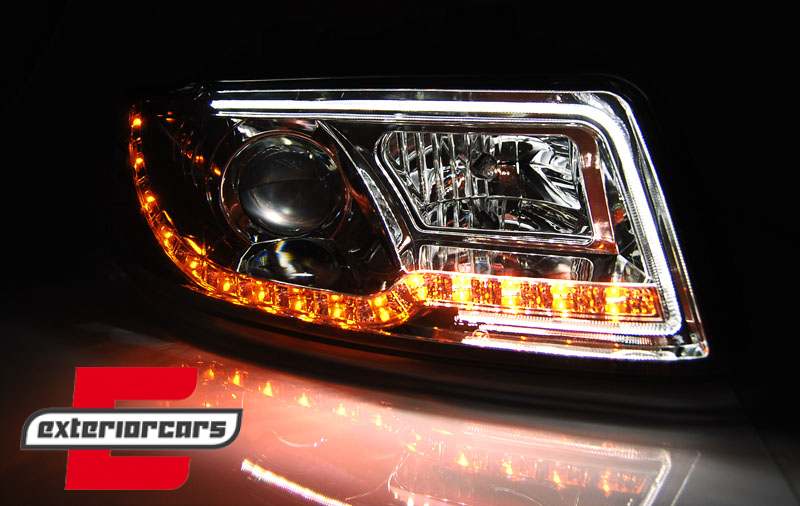 Prednja svjetla LED TubeLights (chrome) / Audi A4 B6 (10.2000-10.2004) - Slika 3