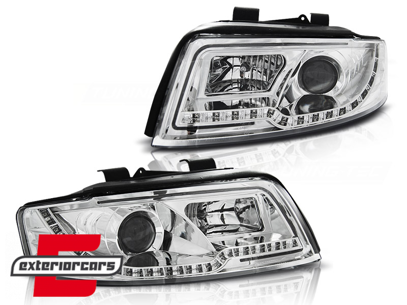 Prednja svjetla LED TubeLights (chrome) / Audi A4 B6 (10.2000-10.2004) - Slika 2