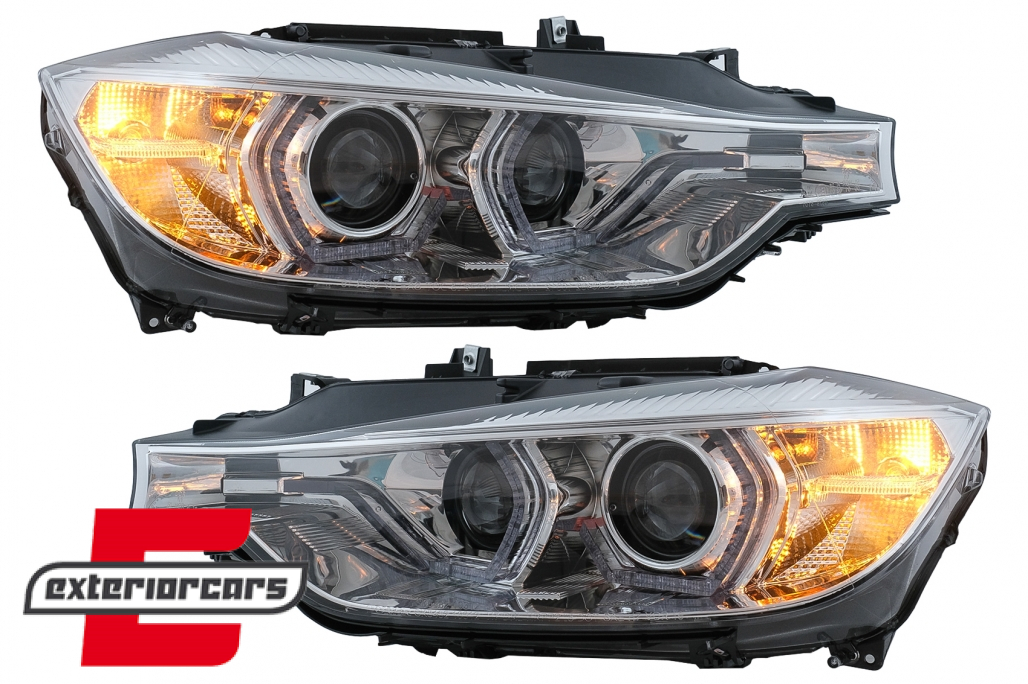Prednja svjetla LED DRL Angel Eyes (chrome) BMW serije 3 F30 F31 LCI limuzina karavan (2015-2019) - Slika 12