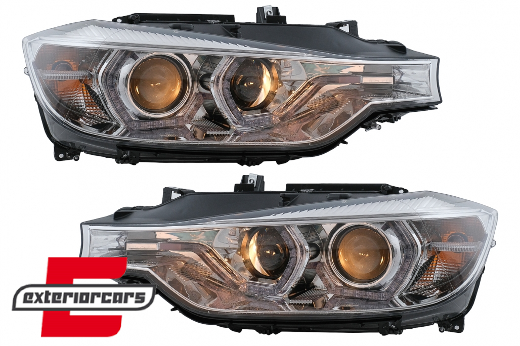 Prednja svjetla LED DRL Angel Eyes (chrome) BMW serije 3 F30 F31 LCI limuzina karavan (2015-2019) - Slika 15