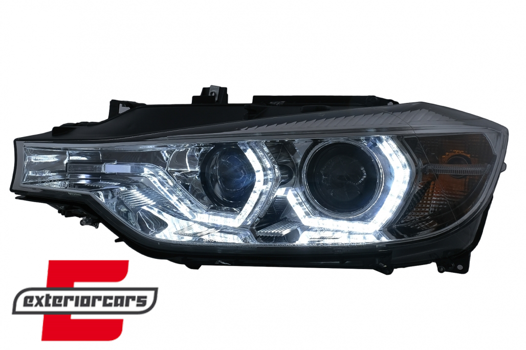 Prednja svjetla LED DRL Angel Eyes (chrome) BMW serije 3 F30 F31 LCI limuzina karavan (2015-2019) - Slika 5