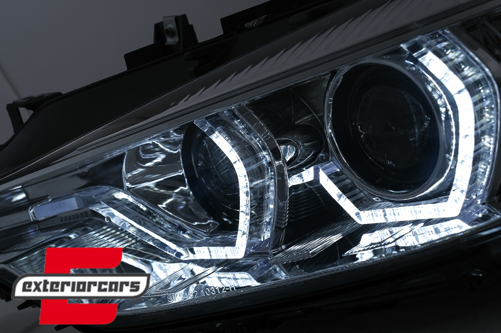 Prednja svjetla LED DRL Angel Eyes (chrome) BMW serije 3 F30 F31 LCI limuzina karavan (2015-2019) - Slika 7