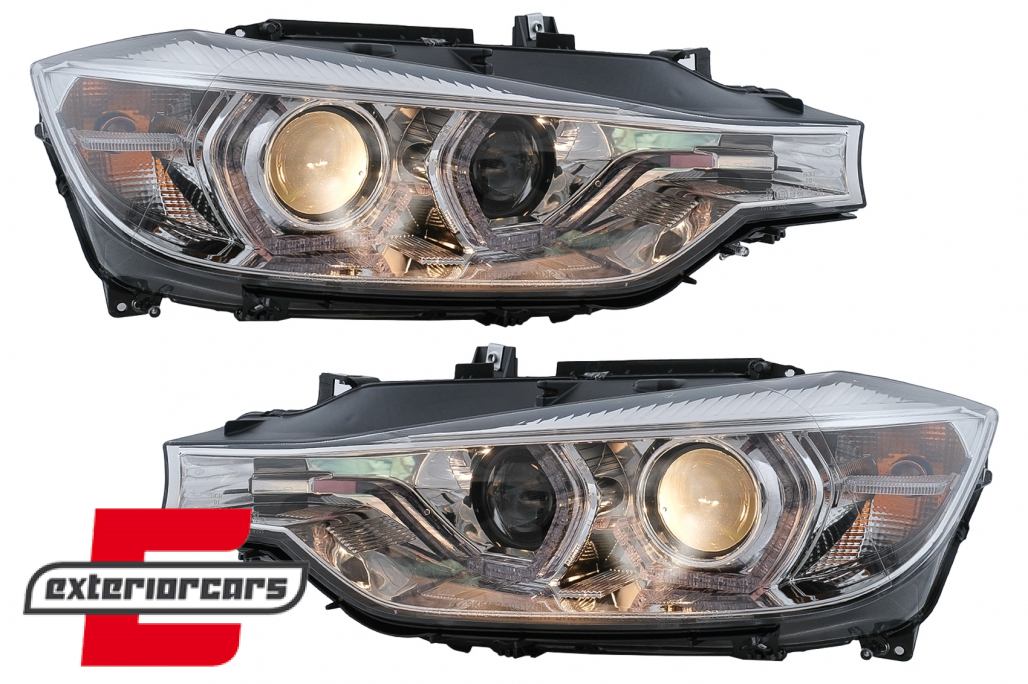 Prednja svjetla LED DRL Angel Eyes (chrome) BMW serije 3 F30 F31 LCI limuzina karavan (2015-2019) - Slika 9