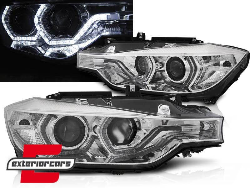 Prednja svjetla LED DRL Angel Eyes (chrome) BMW serije 3 F30 F31 LCI limuzina karavan (2015-2019)
