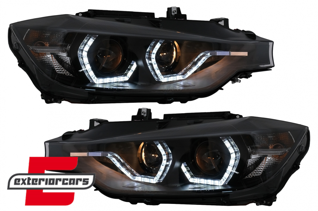 Prednja svjetla LED DRL Angel Eyes (crna) / BMW serije 3 F30 F31 LCI limuzina karavan (2015-2019) - Slika 2