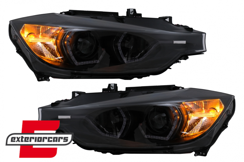 Prednja svjetla LED DRL Angel Eyes (crna) / BMW serije 3 F30 F31 LCI limuzina karavan (2015-2019) - Slika 11