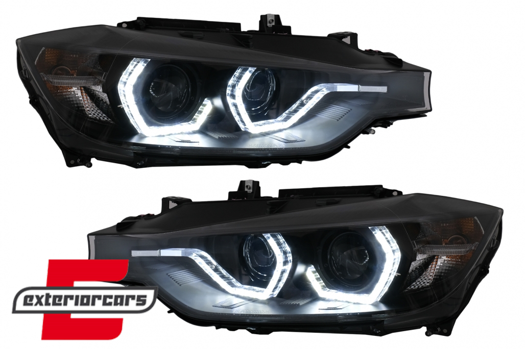 Prednja svjetla LED DRL Angel Eyes (crna) / BMW serije 3 F30 F31 LCI limuzina karavan (2015-2019) - Slika 14