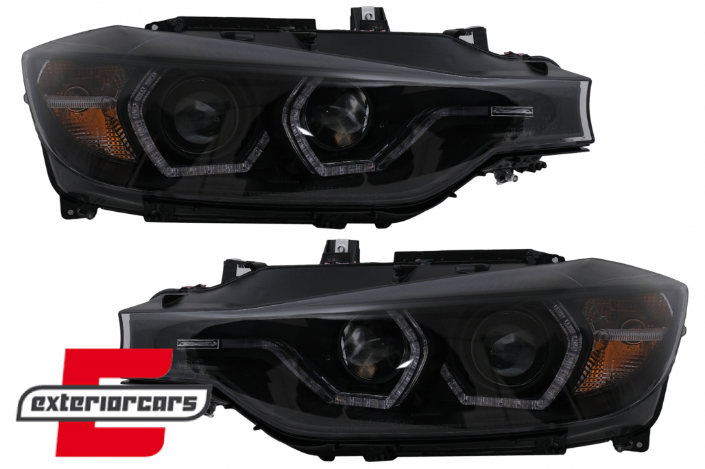 Prednja svjetla LED DRL Angel Eyes (crna) / BMW serije 3 F30 F31 LCI limuzina karavan (2015-2019) - Slika 16
