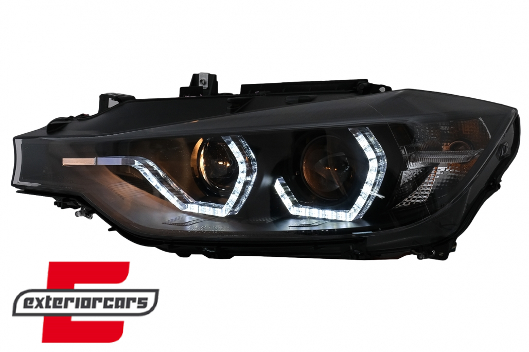 Prednja svjetla LED DRL Angel Eyes (crna) / BMW serije 3 F30 F31 LCI limuzina karavan (2015-2019) - Slika 3