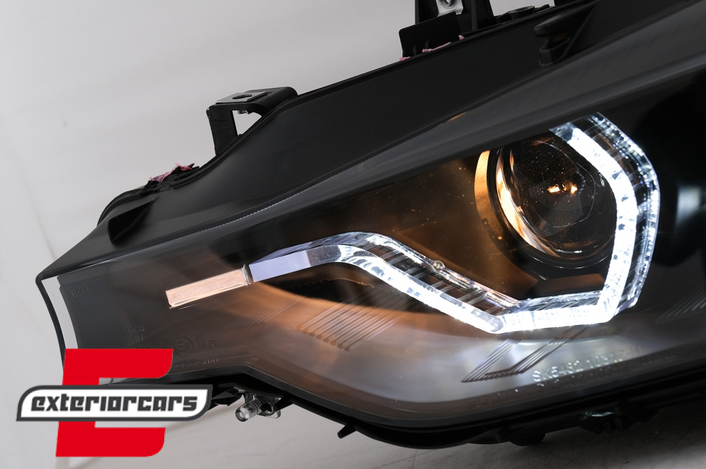 Prednja svjetla LED DRL Angel Eyes (crna) / BMW serije 3 F30 F31 LCI limuzina karavan (2015-2019) - Slika 4