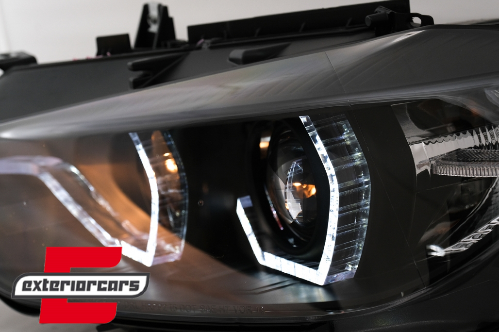 Prednja svjetla LED DRL Angel Eyes (crna) / BMW serije 3 F30 F31 LCI limuzina karavan (2015-2019) - Slika 5