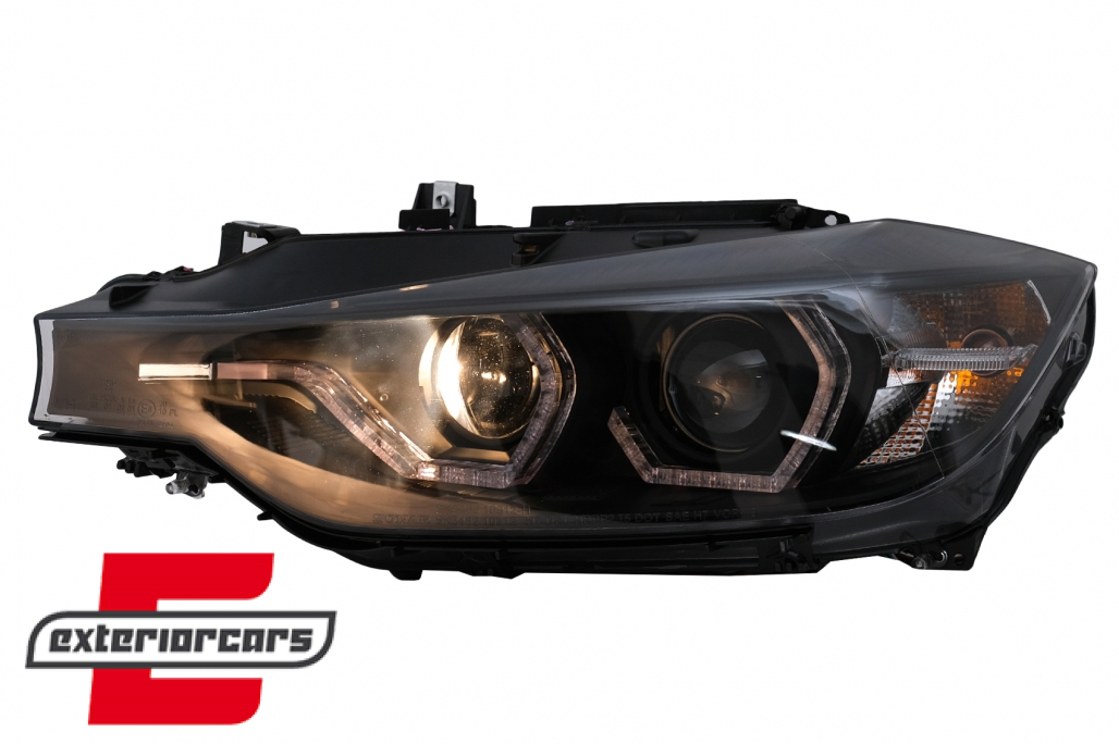 Prednja svjetla LED DRL Angel Eyes (crna) / BMW serije 3 F30 F31 LCI limuzina karavan (2015-2019) - Slika 7