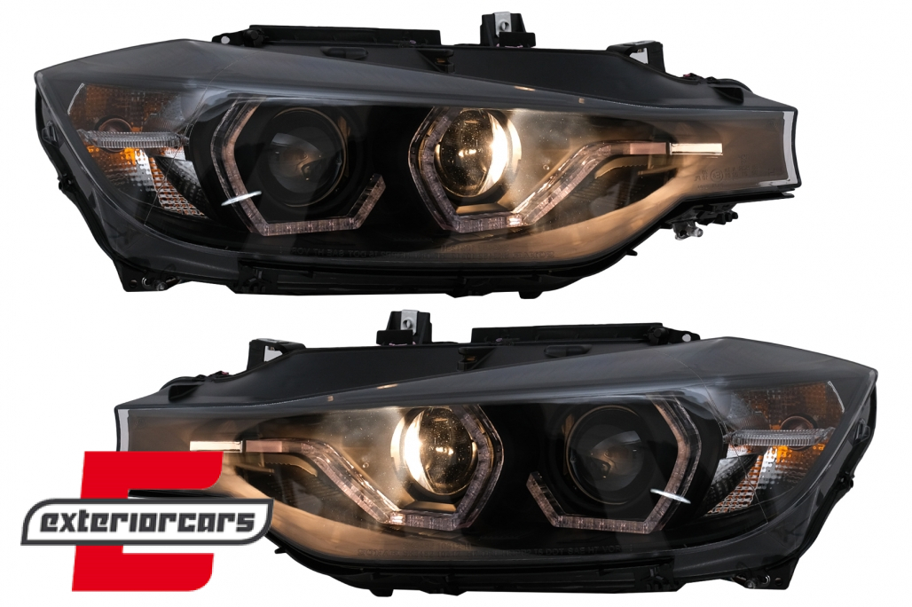 Prednja svjetla LED DRL Angel Eyes (crna) / BMW serije 3 F30 F31 LCI limuzina karavan (2015-2019) - Slika 8