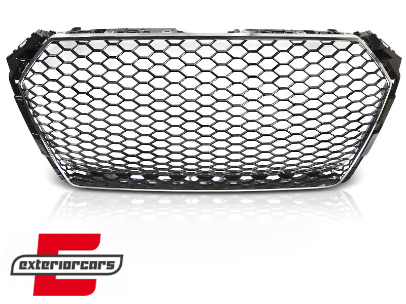 Prednja maska RS4 dizajn (piano crna/chrome) / Audi A4 S4 B9 8W (2016-2019) limuzina karavan - Slika 2