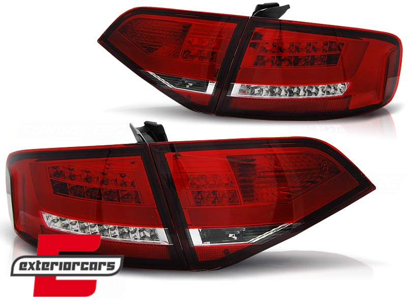 LED stražnja svjetla LightBar dizajn (crvena/kristal) / Audi A4 B8 limuzina (2008-2011) - Slika 2
