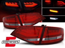 Full LED stražnja svjetla LedBar dizajn (crvena/kristal) / Audi A4 B8 limuzina (2008-2011)