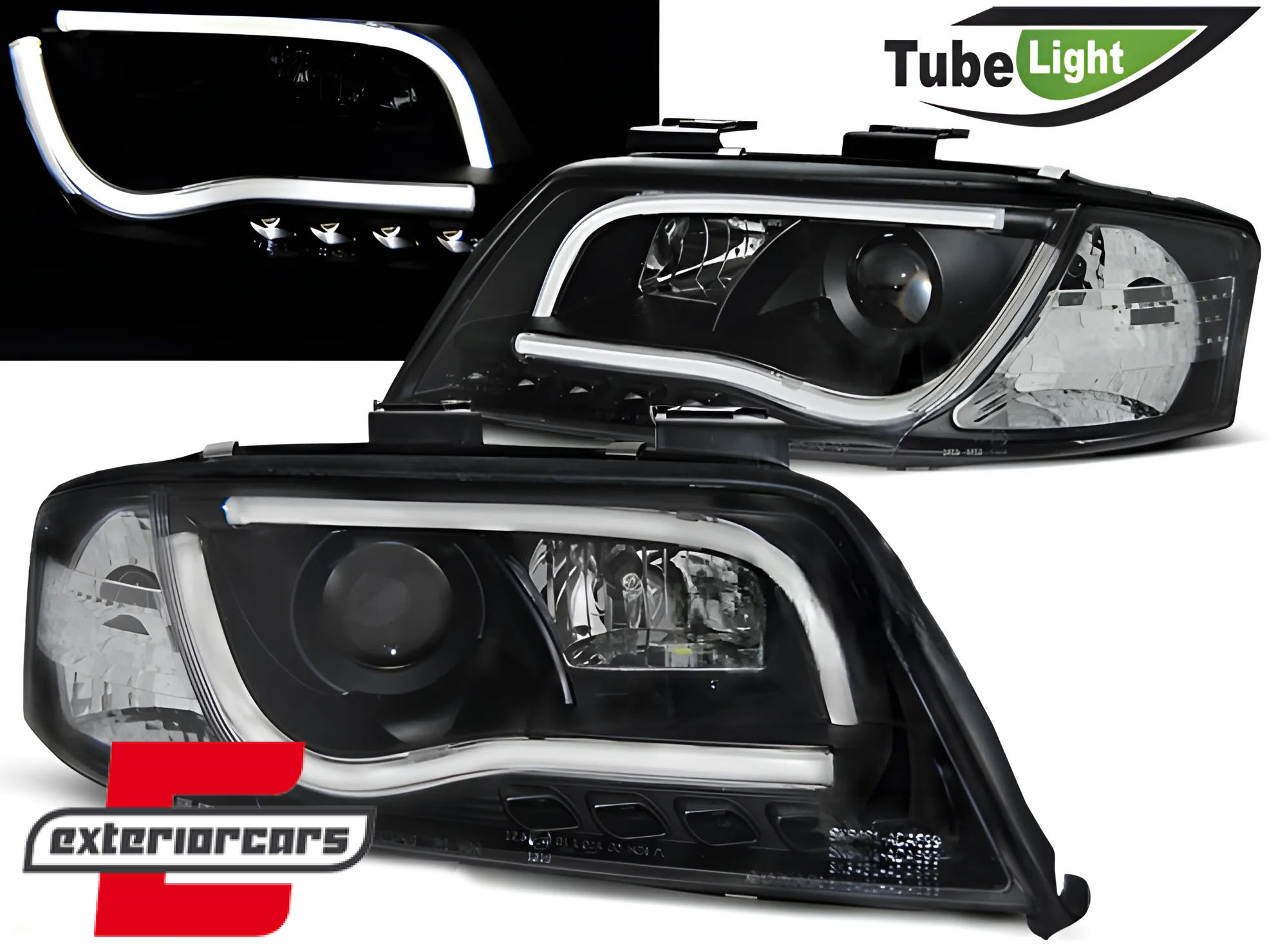 Prednja svjetla LED TubeLights (crna) / Audi A6 4B C5 (05.1997-05.2001)