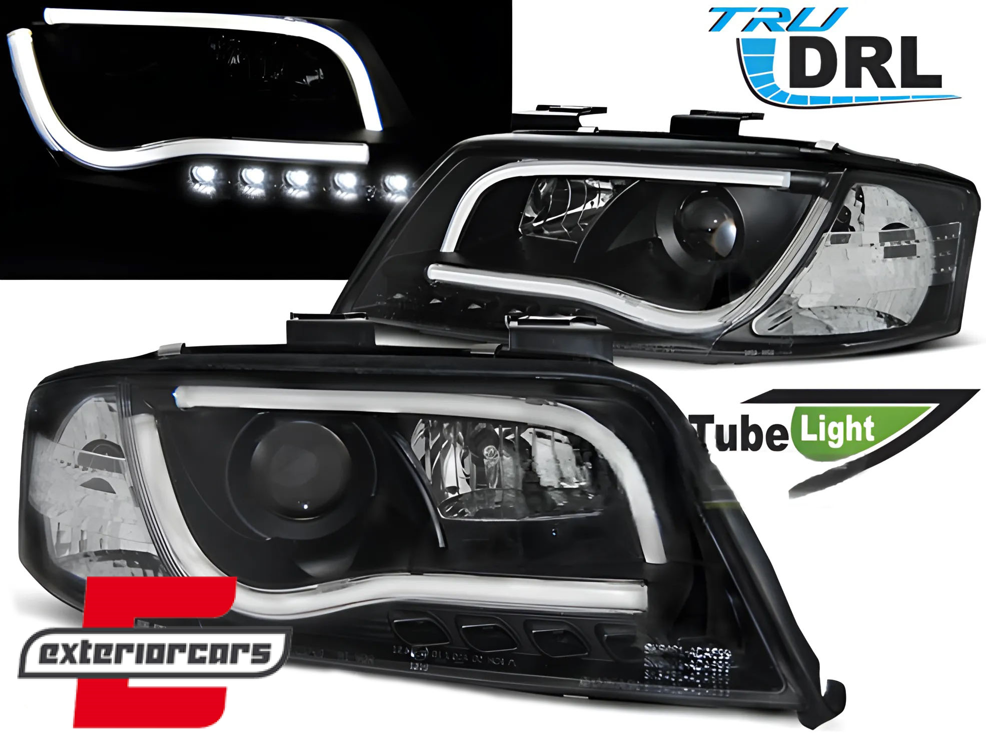 Prednja svjetla LED DRL TubeLights (crna) / Audi A6 4B C5 (05.1997-05.2001)