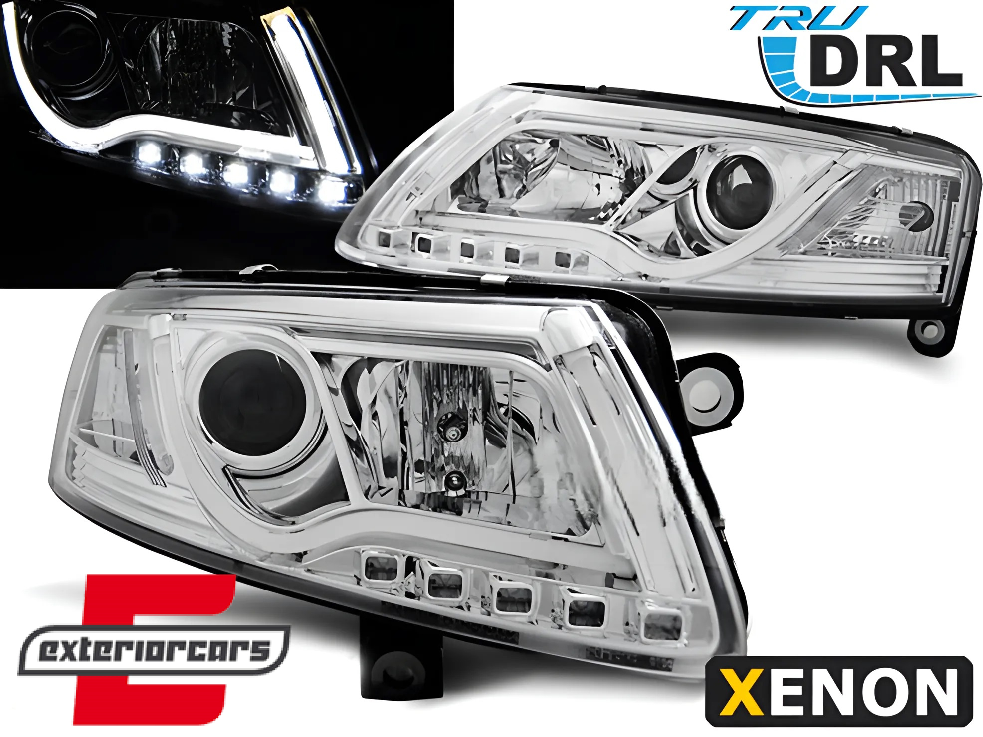 Prednja svjetla LED DRL TubeLights Xenon (chrome) / Audi A6 C6 4F (04.2004-2008)