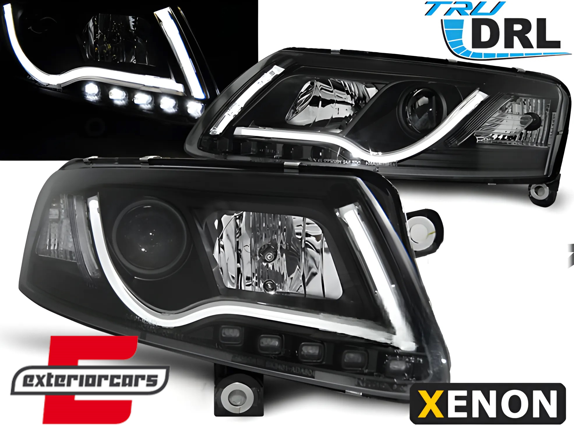 Prednja svjetla LED DRL TubeLights Xenon (crna) / Audi A6 C6 4F (04.2004-2008)