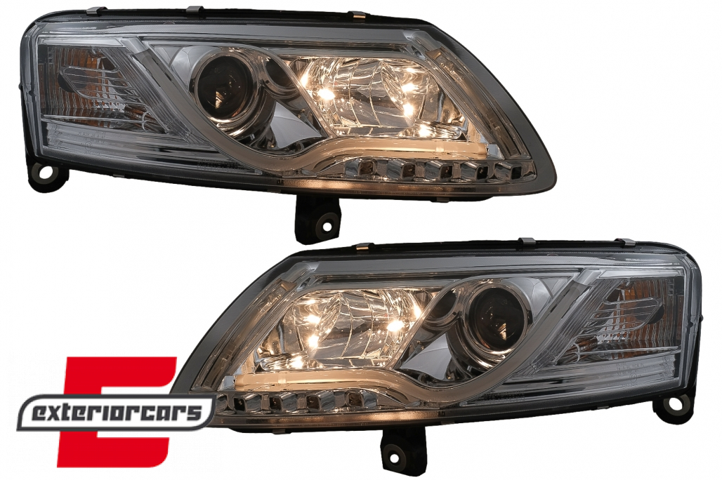 Prednja svjetla LED TubeLights (chrome) / Audi A6 C6 4F (04.2004-2008) - Slika 11