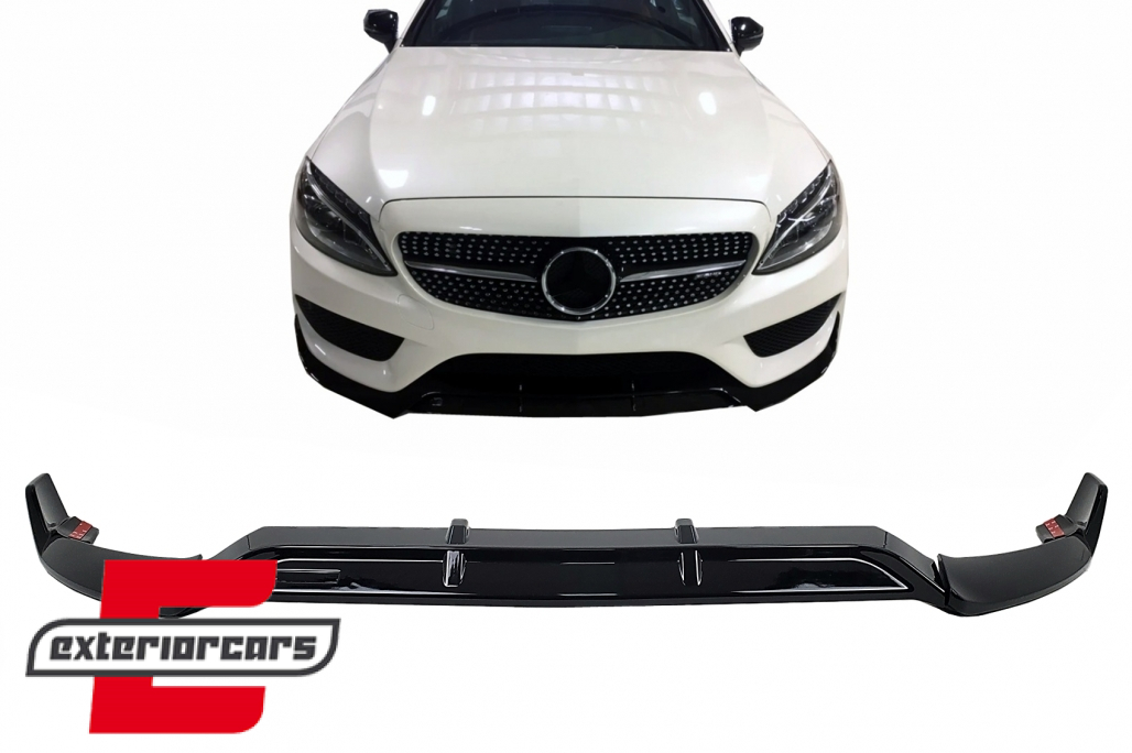 Prednji nastavak branika (piano crna) / Mercedes C-klasa W205 limuzina S205 T-Modell A205 Cabrio C205 Coupe (2014-2019) Sport Line