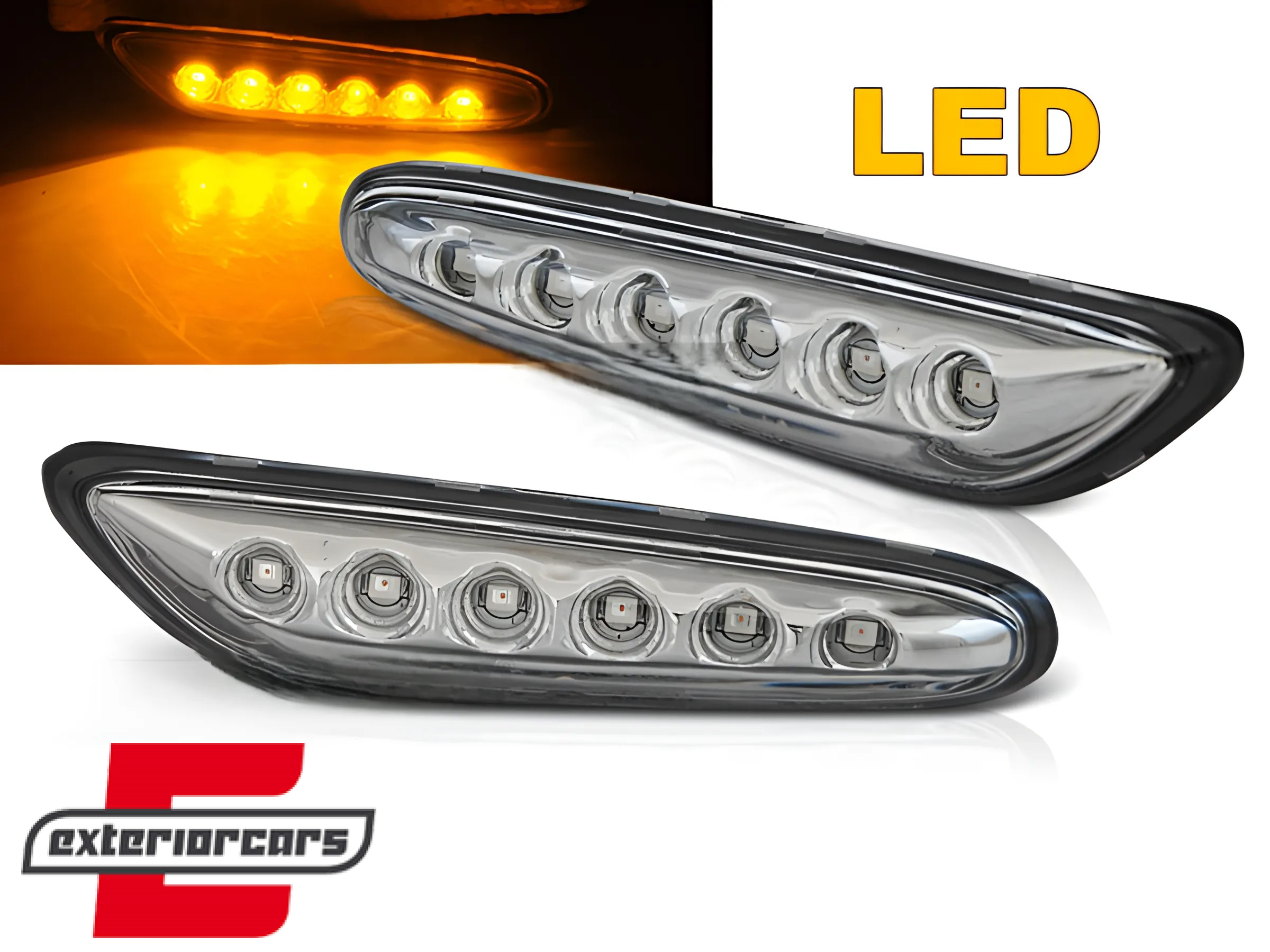 Bočni žmigavci LED (chrome) / BMW 1er E81 E82 E87 E88 (2004-2013) 3er E46 (2001-2005) E90 E91 E92 E93 (2004-2012) 5er E60 E61 (2003-2010)