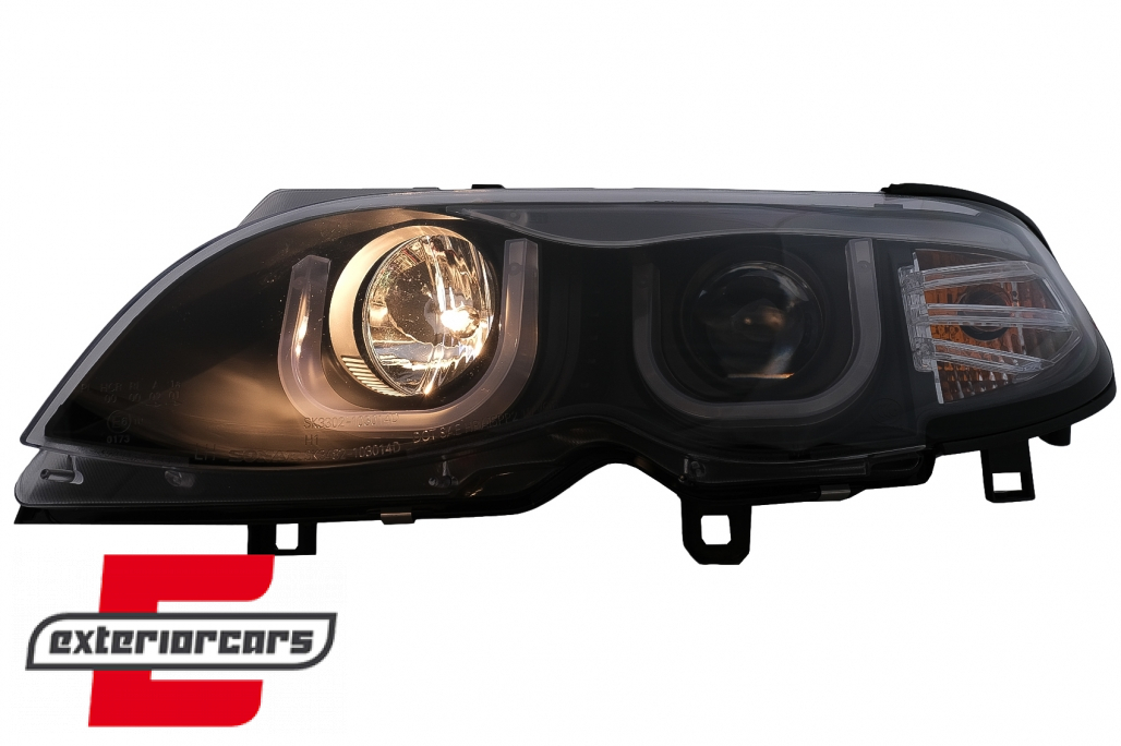 Prednja svjetla 3D Angel Eyes (crna) / BMW serije 3 E46 Facelift limuzina karavan (2001-2005) - Slika 6