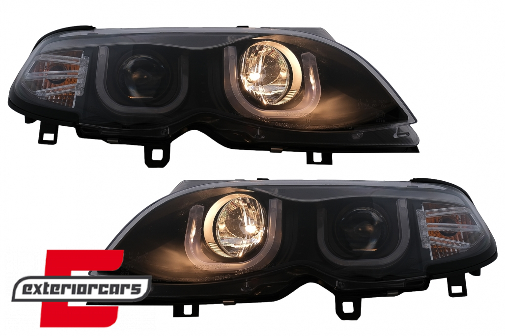 Prednja svjetla 3D Angel Eyes (crna) / BMW serije 3 E46 Facelift limuzina karavan (2001-2005) - Slika 7