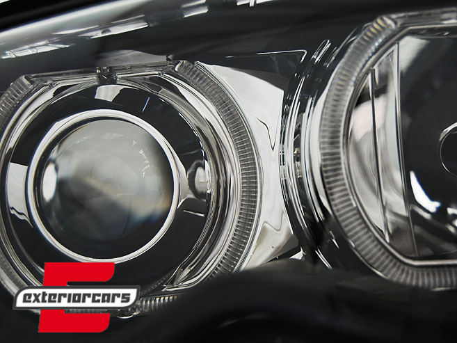 Prednja svjetla LED Angel Eyes (crna) / BMW serije 3 E46 Facelift limuzina karavan (2001-2005) - Slika 2