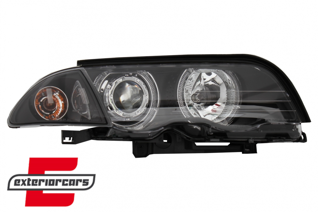 Prednja svjetla LED Angel Eyes (crna) / BMW serije 3 E46 limuzina karavan (05.1998-08.2001) - Slika 2