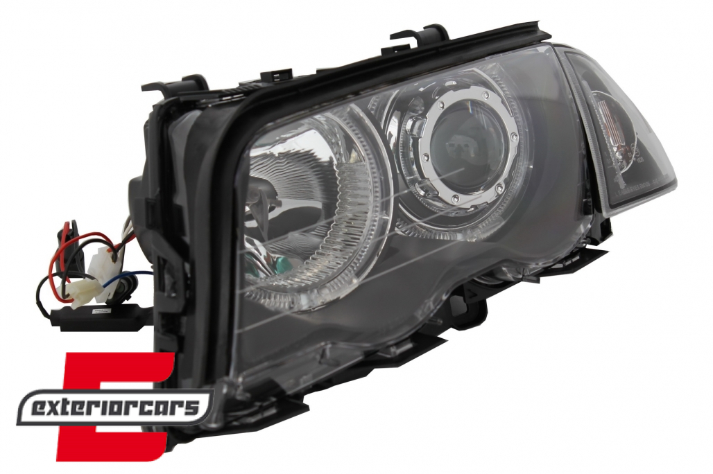 Prednja svjetla LED Angel Eyes (crna) / BMW serije 3 E46 limuzina karavan (05.1998-08.2001) - Slika 4