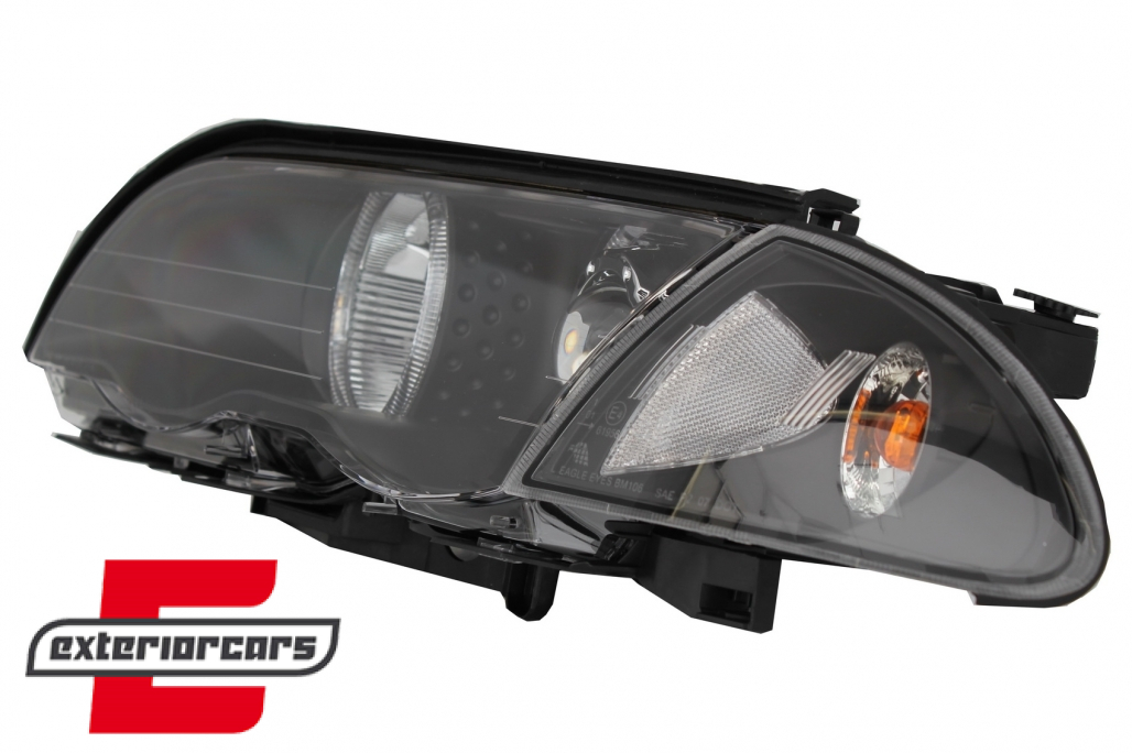 Prednja svjetla LED Angel Eyes (crna) / BMW serije 3 E46 limuzina karavan (05.1998-08.2001) - Slika 5