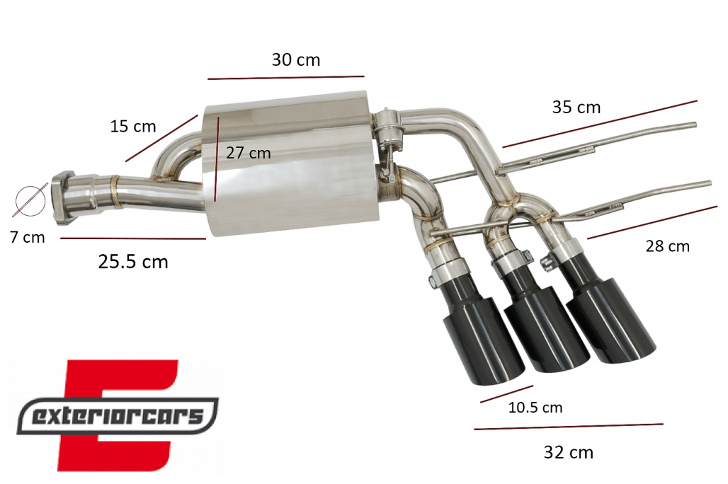 Kompletan ispušni sustav AMG dizajn s Valvetronicom (crna) / Mercedes G-klasa W463 (2009-2018) G500 G55 G63 G65 - Slika 3