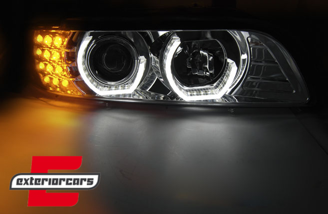 Prednja svjetla 3D Angel Eyes LED žmigavci (chrome) / BMW serije 5 E39 (09.1995-06.2003) - Slika 4