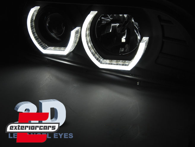 Prednja svjetla 3D Angel Eyes LED žmigavci (crna) / BMW serije 5 E39 (09.1995-06.2003) - Slika 2