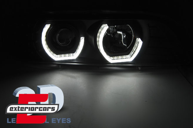 Prednja svjetla 3D Angel Eyes LED žmigavci (crna) / BMW serije 5 E39 (09.1995-06.2003) - Slika 3