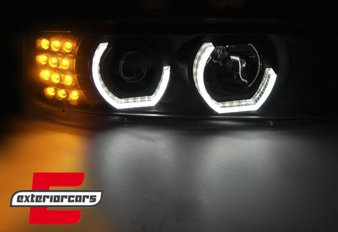 Prednja svjetla 3D Angel Eyes LED žmigavci (crna) / BMW serije 5 E39 (09.1995-06.2003) - Slika 4