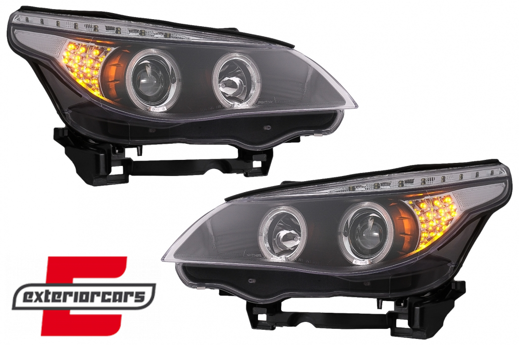 Prednja svjetla Angel Eyes LED žmigavci (crna) / BMW serije 5 E60 E61 (2003-2007) - Slika 13