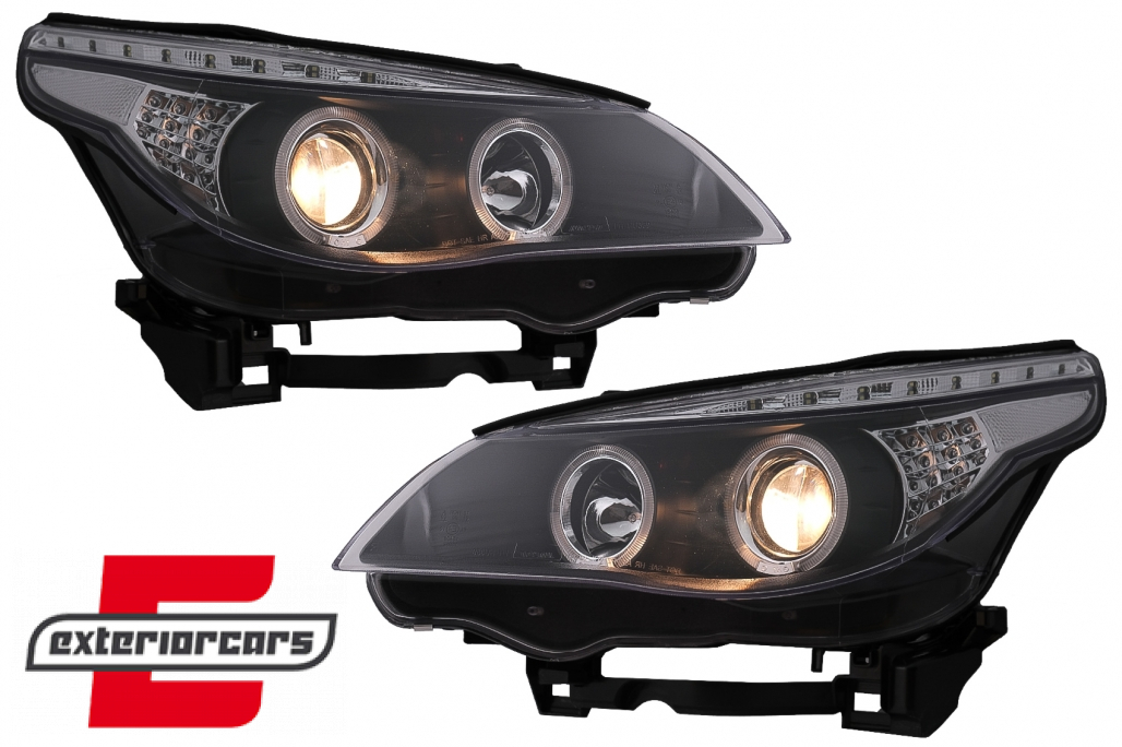 Prednja svjetla Angel Eyes LED žmigavci (crna) / BMW serije 5 E60 E61 (2003-2007) - Slika 7